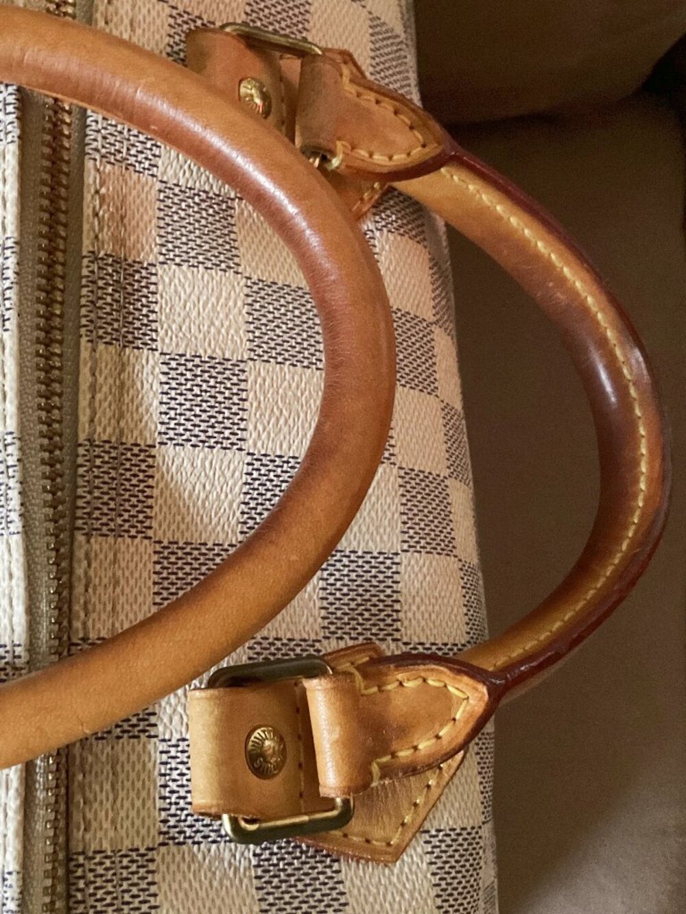 Louis Vuitton Speedy 30 Damier Azur White/Light Blue Checkered Satchel Handbag - Picture 8 of 16